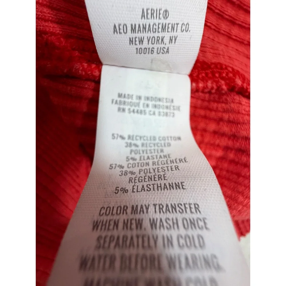 Aerie Womens Red Ribbed Knit Long Sleeve Turtleneck Top Size Large